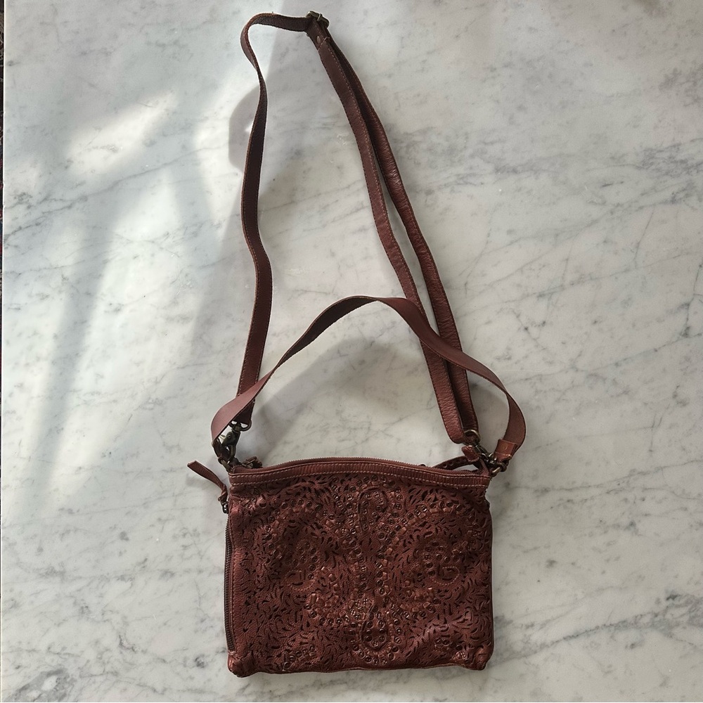 Biba Brown Leather Studded Convertible Crossbody Bag, Bohemian Maximalism - Picture 3 of 13